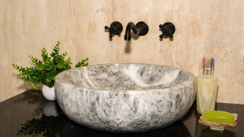 Мраморная раковина Bowl из серого камня Crystalo grey ИТАЛИЯ 637933111 для ванной комнаты_1