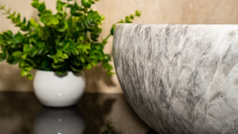 Мраморная раковина Bowl из серого камня Crystalo grey ИТАЛИЯ 637933111 для ванной комнаты_3