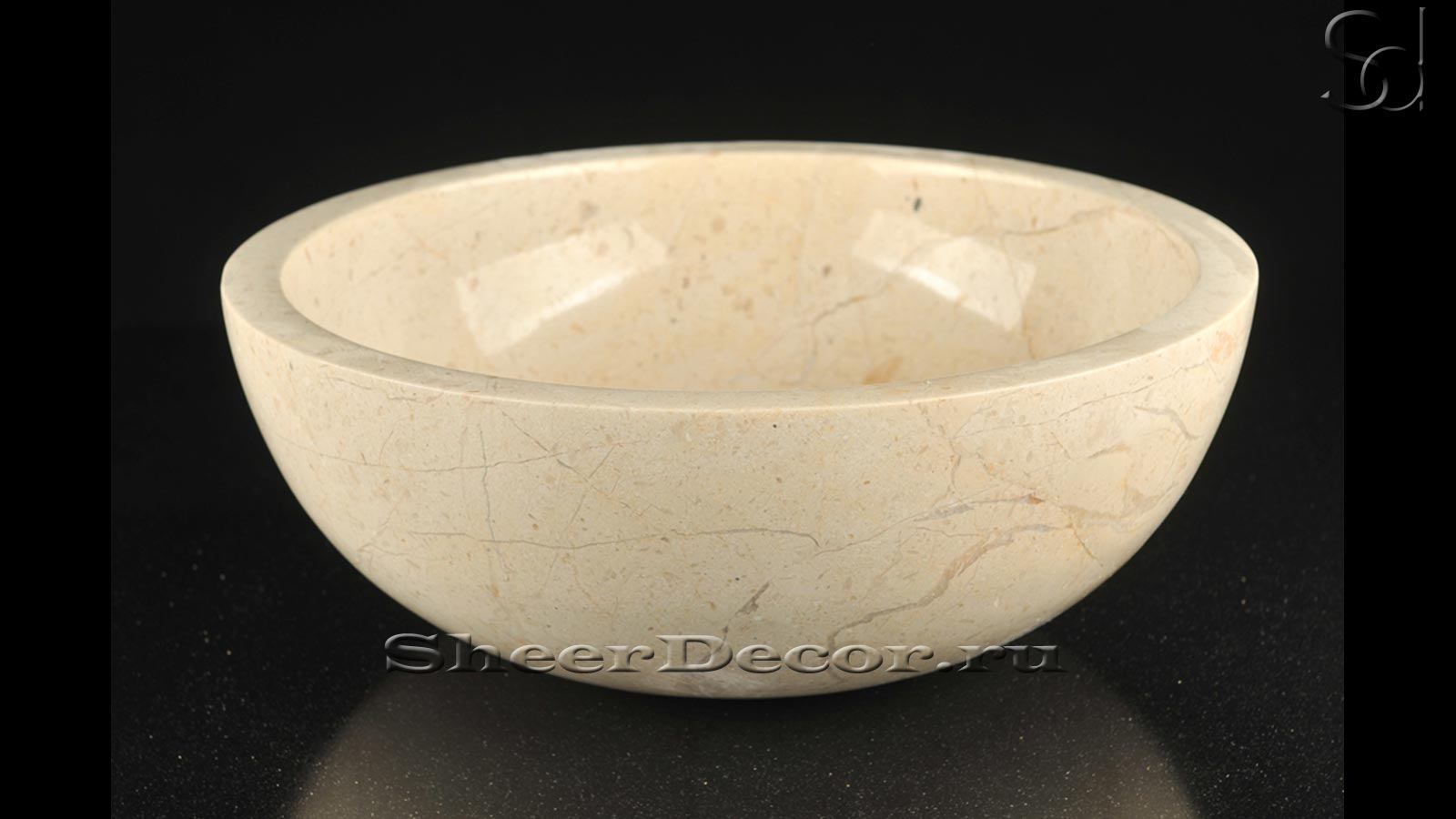 Мраморная курна круглой формы Bowl из бежевого мрамора Egypt Ivory ЕГИПЕТ 637114121_1