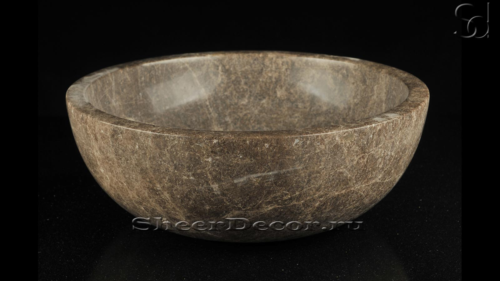 Мраморная курна круглой формы Bowl из коричневого мрамора Emperador Dark ИСПАНИЯ 637042121_1