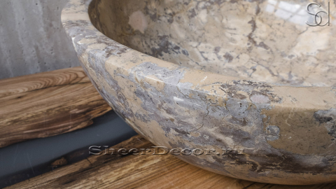 Мраморная раковина Bowl из бежевого камня Emperador Light ИСПАНИЯ 637061111 для ванной комнаты_4