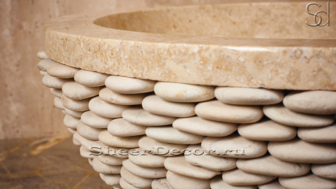 Мраморная раковина Bowl из бежевого камня Galala Beige ИНДОНЕЗИЯ 637094211 для ванной комнаты_1