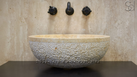 Мраморная раковина Bowl из желтого камня Galala Yellow ИНДОНЕЗИЯ 637096811 для ванной комнаты_1