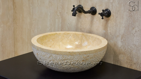 Мраморная раковина Bowl из желтого камня Galala Yellow ИНДОНЕЗИЯ 637096811 для ванной комнаты_2