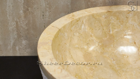 Мраморная раковина Bowl из желтого камня Galala Yellow ИНДОНЕЗИЯ 637096811 для ванной комнаты_4