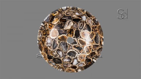Каменная мойка Bowl M4 из коричневого агата Gold Agate ИНДИЯ 637193114 для ванной комнаты_2