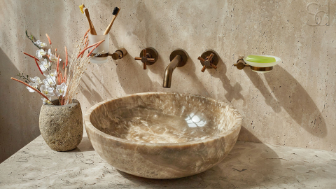 Каменная мойка Bowl M7 из серого оникса Grey Onyx ИНДОНЕЗИЯ 637453117 для ванной комнаты_3