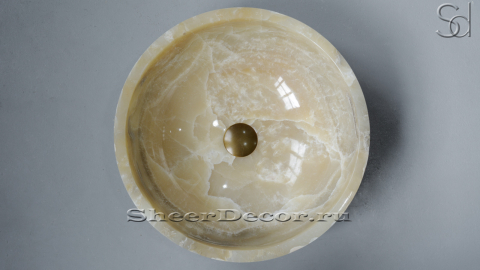 Каменная мойка Bowl M7 из желтого оникса Herbal Honey ИНДОНЕЗИЯ 637427117 для ванной комнаты_3