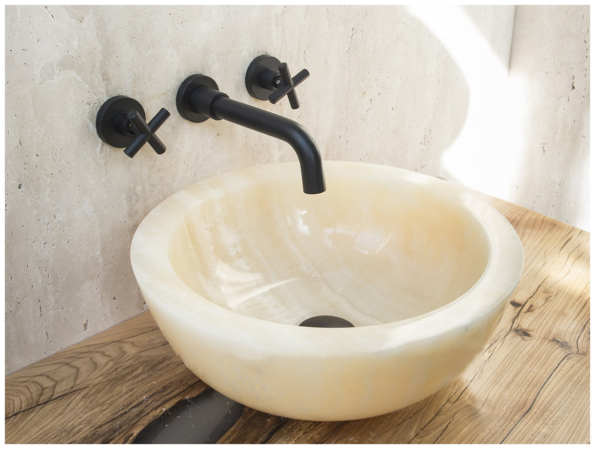 Каменная мойка Bowl M15 из желтого оникса Honey Onyx ИНДИЯ 6370161115 для ванной комнаты_4