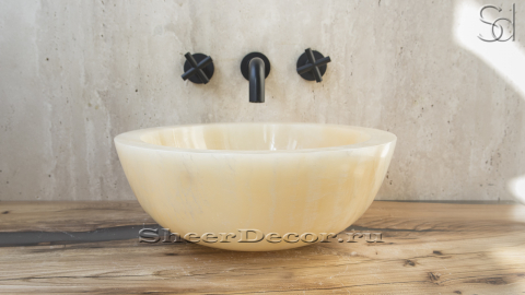 Каменная мойка Bowl M15 из желтого оникса Honey Onyx ИНДИЯ 6370161115 для ванной комнаты_2
