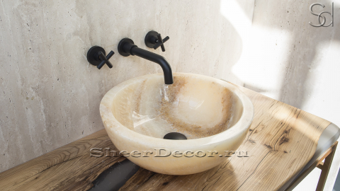 Каменная мойка Bowl M16 из желтого оникса Honey Onyx ИНДИЯ 6370161116 для ванной комнаты_3