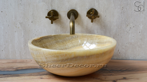 Каменная мойка Bowl M7 из желтого оникса Honey Onyx ИНДИЯ 637016117 для ванной комнаты_2