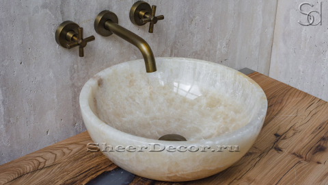 Каменная мойка Bowl M9 из желтого оникса Honey Onyx ИНДИЯ 637016119 для ванной комнаты_1