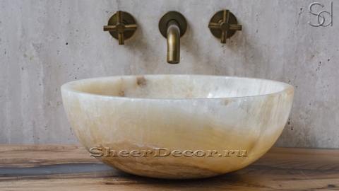 Каменная мойка Bowl M9 из желтого оникса Honey Onyx ИНДИЯ 637016119 для ванной комнаты_2