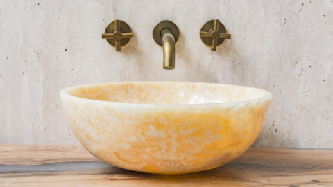 Каменная мойка Bowl M10 из желтого оникса Honey Onyx ИНДИЯ 6370161110 для ванной комнаты_5