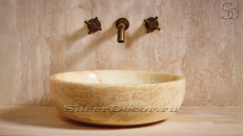 Желтая раковина Bowl из камня оникса Honey Onyx ИНДИЯ 637016111 для ванной комнаты_1