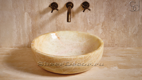 Желтая раковина Bowl из камня оникса Honey Onyx ИНДИЯ 637016111 для ванной комнаты_2