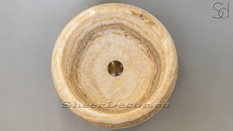 Желтая раковина Bowl из камня оникса Honey Onyx ИНДИЯ 637016111 для ванной комнаты_3