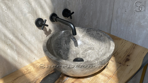 Серая раковина Bowl M7 из натурального гранита Light Grey ИНДОНЕЗИЯ 637515117 для ванной комнаты_2