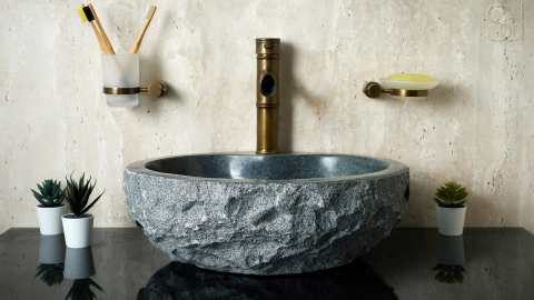 Гранитная раковина Bowl M20 из серого камня Marengo ИСПАНИЯ 6370173120 для ванной комнаты_11