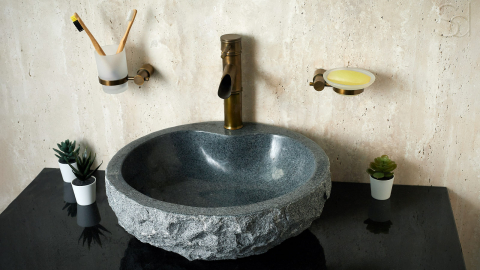 Гранитная раковина Bowl M20 из серого камня Marengo ИСПАНИЯ 6370173120 для ванной комнаты_12