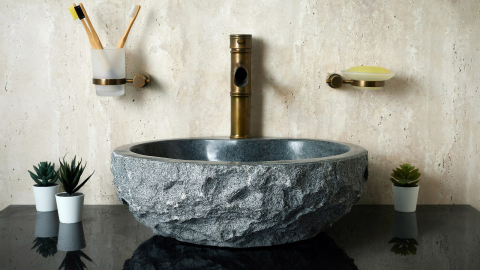 Гранитная раковина Bowl M20 из серого камня Marengo ИСПАНИЯ 6370173120 для ванной комнаты_2
