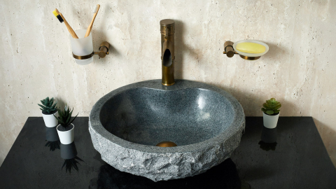 Гранитная раковина Bowl M20 из серого камня Marengo ИСПАНИЯ 6370173120 для ванной комнаты_4