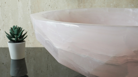 Каменная раковина круглой формы Bowl из розового камня Pink Onyx_7