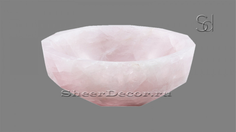 Каменная мойка Bowl из розового оникса Pink Quartz ИНДИЯ 637545111 для ванной комнаты_2