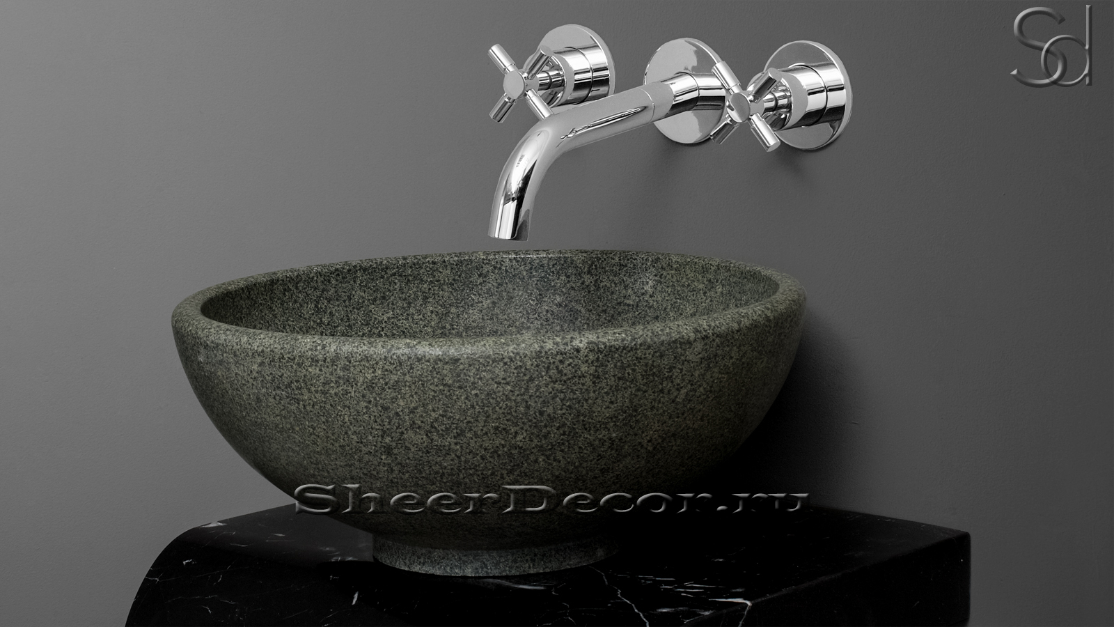 Зеленая раковина Bowl M2 из натурального гранита Taiga КИТАЙ 637070112 для ванной комнаты_3