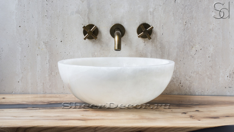 Каменная мойка Bowl M12 из белого оникса White Onyx ПАКИСТАН 6370431112 для ванной комнаты_2