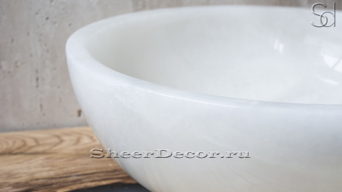 Каменная мойка Bowl M12 из белого оникса White Onyx ПАКИСТАН 6370431112 для ванной комнаты_3