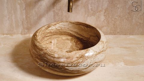 Мраморная раковина Brina из бежевого камня Daino Reale ИТАЛИЯ 266078111 для ванной комнаты_5