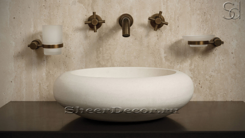 Каменная мойка Brina из белого песчаника White Sandstone ЕГИПЕТ 266080011 для ванной комнаты_1