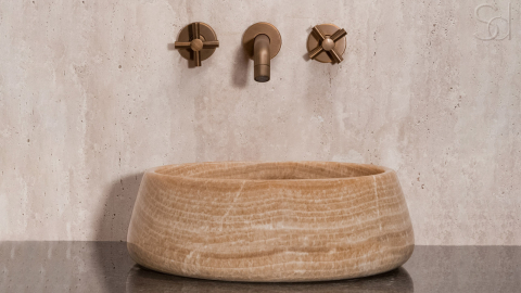 Каменная мойка Bull M10 из бежевого оникса Beige Honey ИНДОНЕЗИЯ 0390931110 для ванной комнаты_6