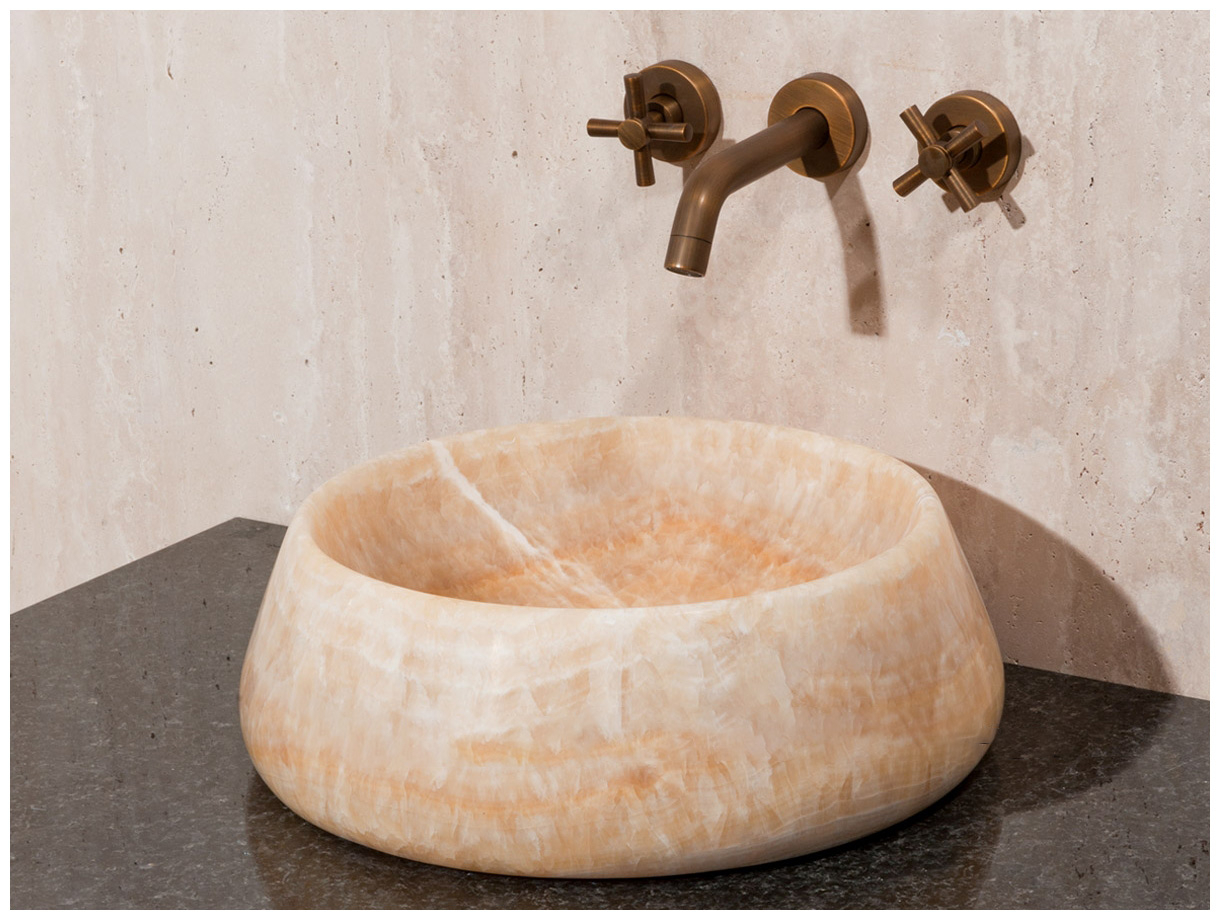 Каменная мойка Bull M10 из желтого оникса Honey Onyx ИНДИЯ 0390161110 для ванной комнаты_2