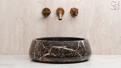 Мраморная раковина Bull M10 из черного камня Nero Portoro ИТАЛИЯ 0391251110 для ванной комнаты_2