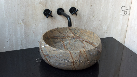 Мраморная раковина Bull из коричневого камня Sequoia green ИТАЛИЯ 039819111 для ванной комнаты_2