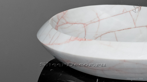 Белая раковина Caida из натурального мрамора Coral Pink ИТАЛИЯ 012012111 для ванной комнаты_2