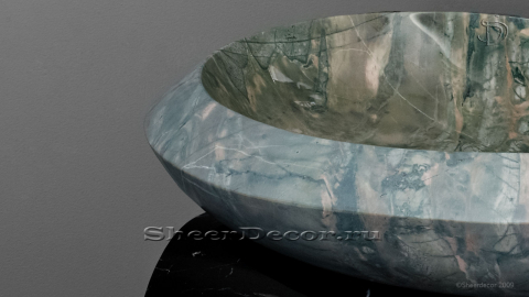 Каменная мойка Caida из зеленого кварцита Dragon Green ИНДИЯ 012014111 для ванной комнаты_2