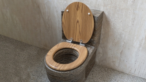 Каменный крышка унитаза Cap Standard из серого камня - травертина Silver travertine_5