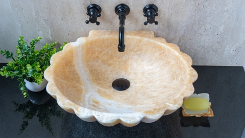 Каменная курна нестандартной формы Caparazon из желтого оникса Honey Onyx ИНДИЯ 923016121_3