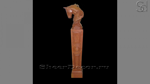 Каменная скульптура Cavallo Capo из коричневого мрамора Rosso Sole_1