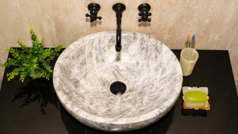 Серая раковина Cioto M2 из натурального мрамора Crystalo grey ИТАЛИЯ 936933112 для ванной комнаты_3