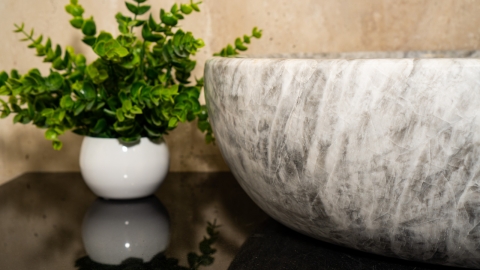 Серая раковина Cioto M2 из натурального мрамора Crystalo grey ИТАЛИЯ 936933112 для ванной комнаты_4