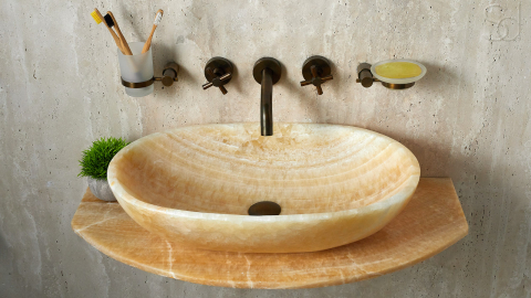 Желтая раковина Cioto из камня оникса Honey Onyx ИНДИЯ 936016111 для ванной комнаты_3