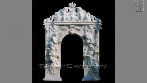 Мраморный дверной портал Classico Leone из камня Bianco Extra в сборе _1
