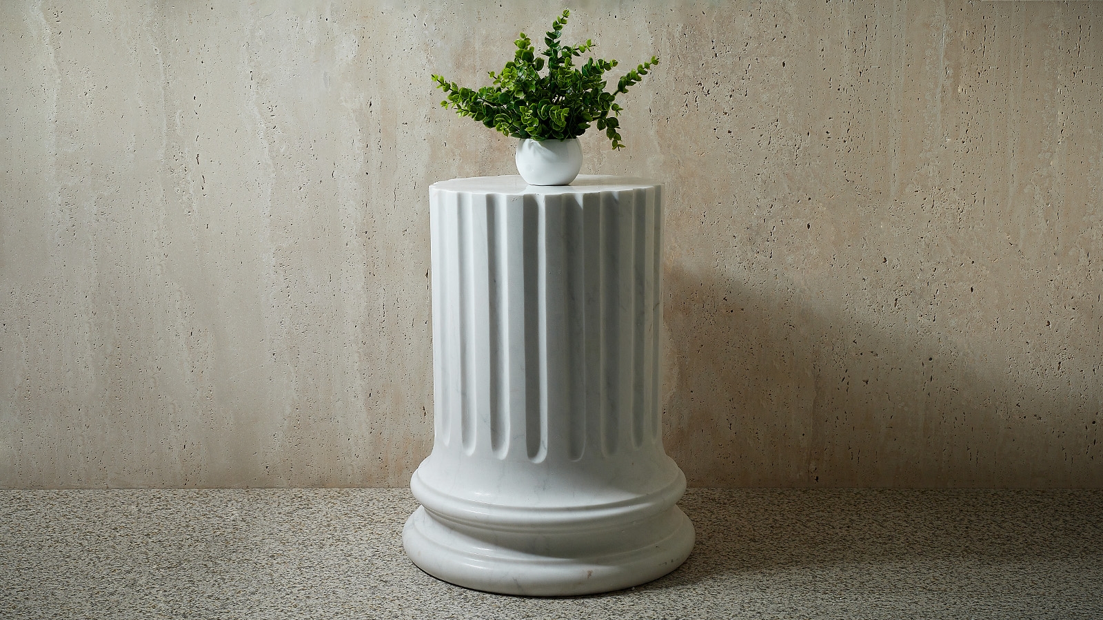 Мраморный стол Columna M1 из камня Bianco Extra_7 Каменный стол Columna M1 из белого мрамора Bianco Extra в сборе _7