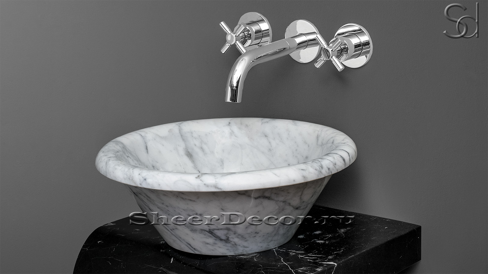 Белая раковина Cono из натурального мрамора Bianco Carrara ИТАЛИЯ 008005111 для ванной комнаты_2