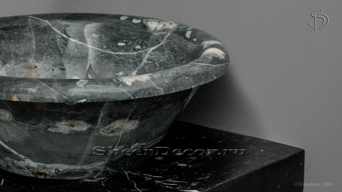 Серая раковина Cono из натурального мрамора Carrara ИНДИЯ 008009111 для ванной комнаты_2